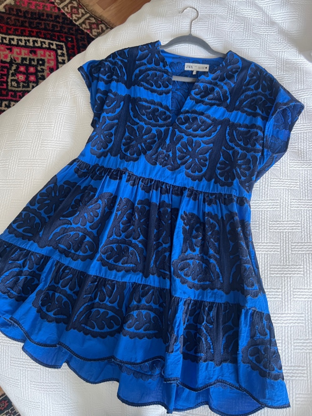 Zara Blue and Black Embroideted Dress - Picture 5 of 7
